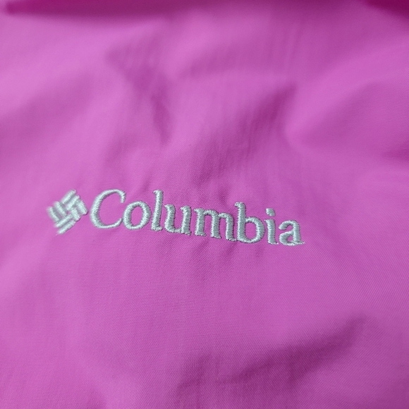 Columbia Pink Amberley Stream Pullover Windbreaker/Rain Jacket With Hood Sz L - Picture 13 of 16